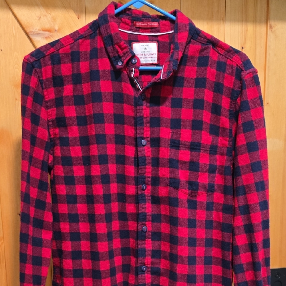 Denim & Flower Red and Black Plaid Button Down Shirt